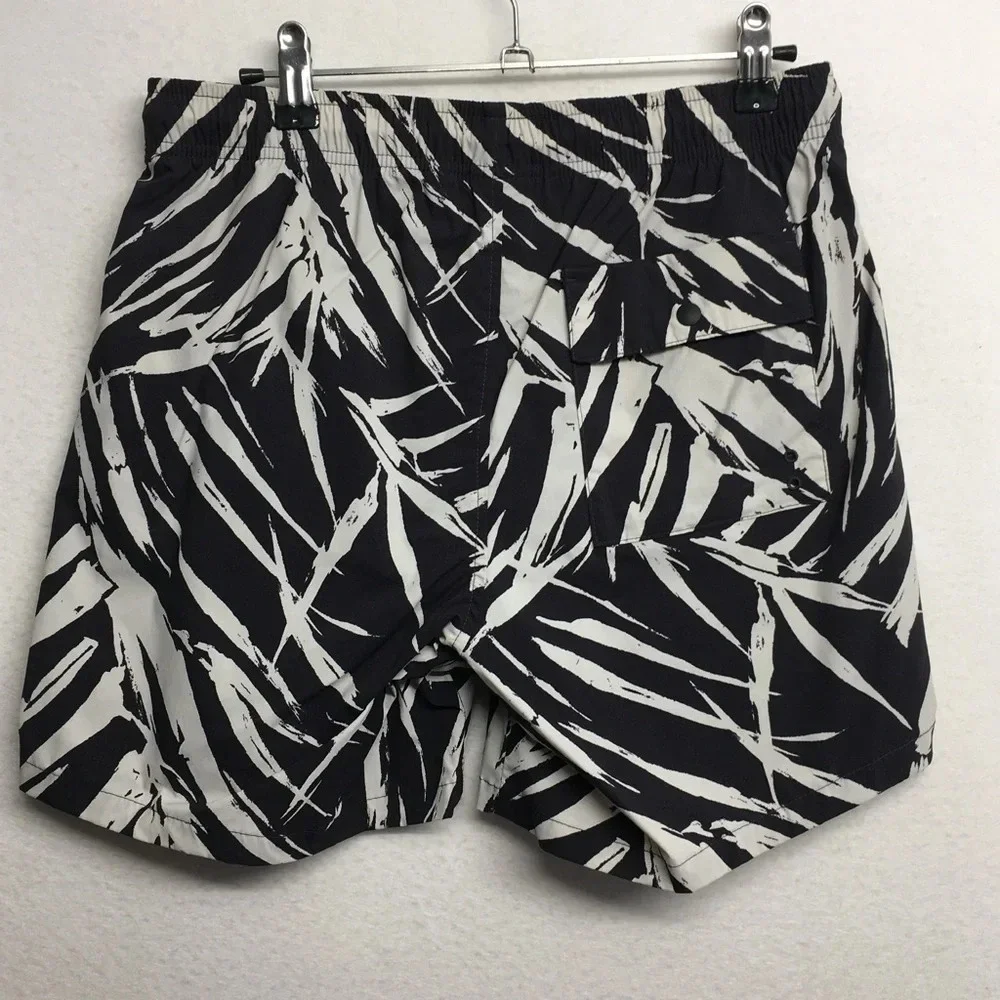 Gap 6” Swim Shorts White Black Multi‎ Men’s S abstract palm print